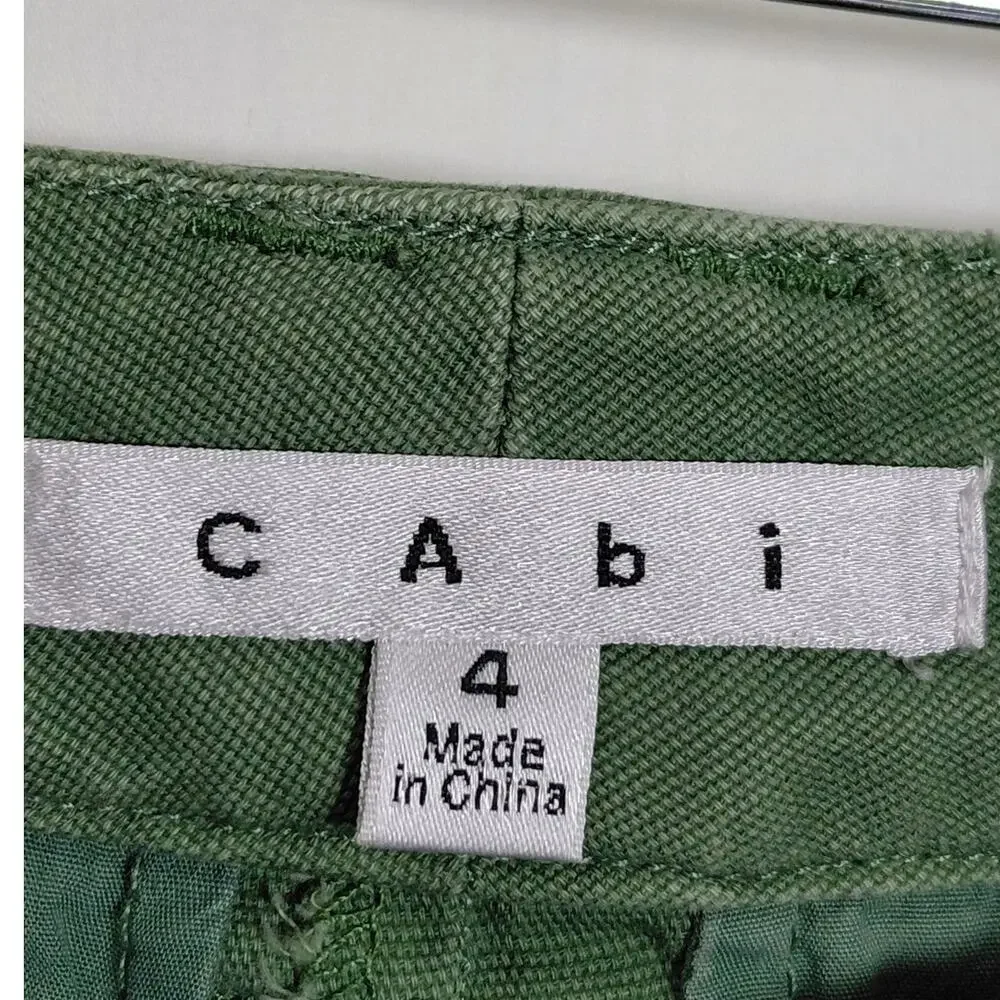 Cabi Green Stretch Tapered Chino Pants Solid Pockets Women Size 4
